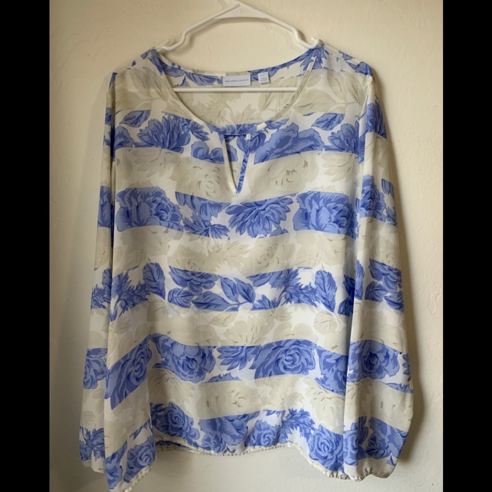 Gently Used NY&CO XL Polyester Long Sleeve Blouse